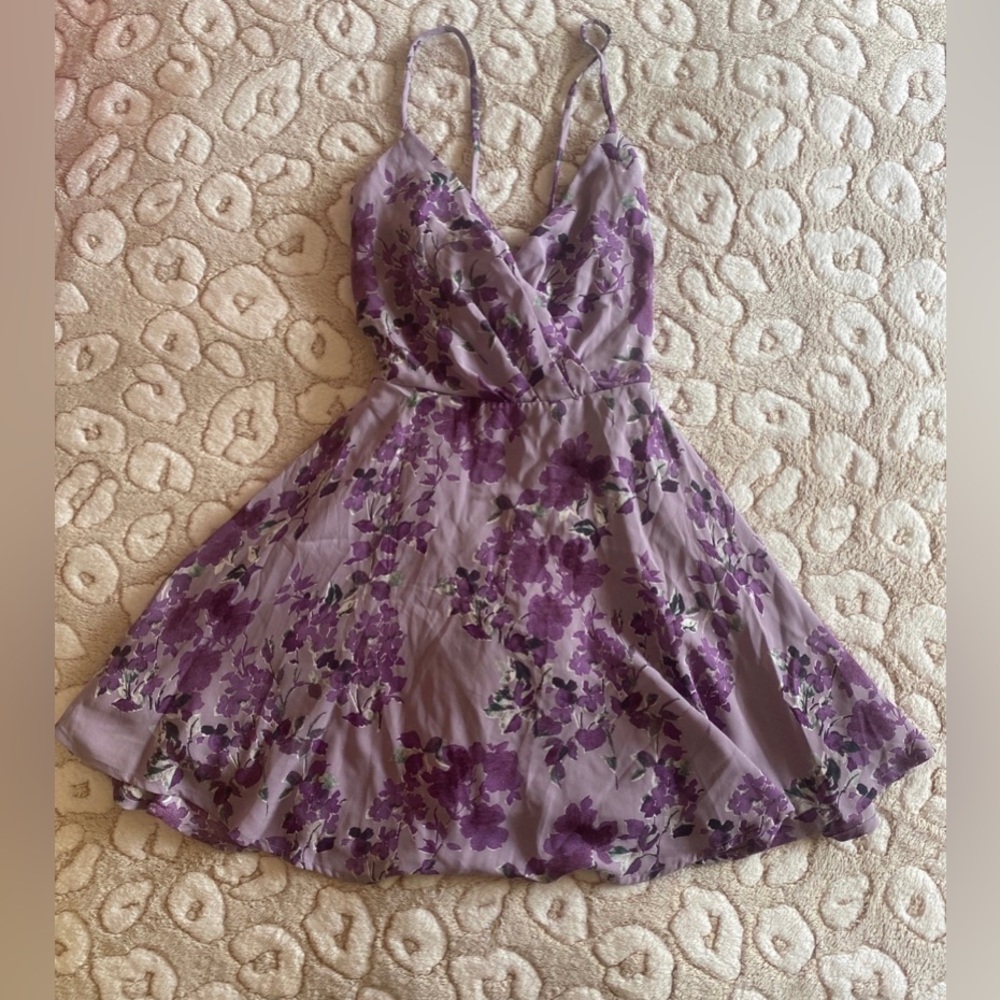 Lavender Floral Spaghetti Strap Dress